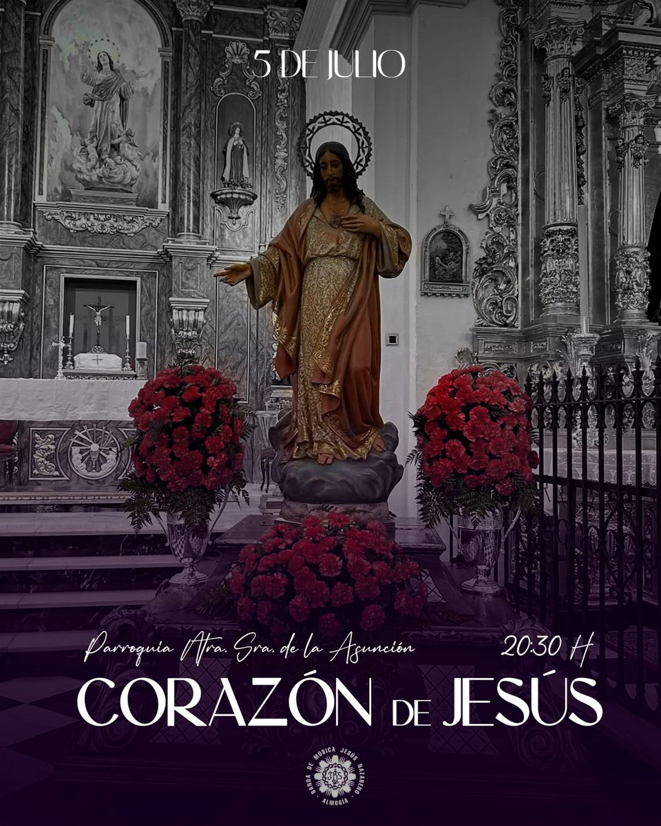 𝐀𝐆𝐄𝐍𝐃𝐀|
En la tarde de hoy acompañaremos al Sagrado Corazón de Jesús en su Salida Procesional por las calles de nuestro pueblo. 
¡Os esperamos! 🎶

📍: Parroquia Nuestra Señora de la Asunción (Almogía) 
⏰: 20:30h

#BMNazarenodeAlmogía
#NazarenoAlmogía
#CofradíasMLG