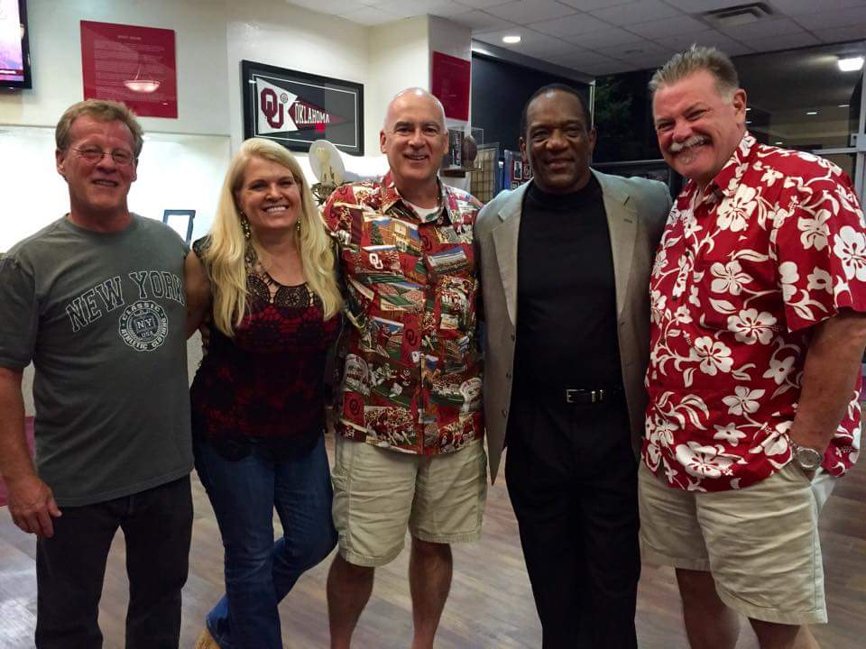 JimPickle1's tweet photo. @RealBillySims @HeismanTrophy Happy 4th to one of, if not the best, runner to ever grace Owen Field. Even though you almost ran over me protecting the ponies in 1978. You are an awesome OU athlete and an even better human being.  At the 100th reunion for the RUF/NEKS in 2015. https://t.co/mtfQyYcMoA