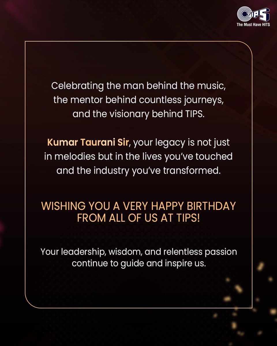 tipsofficial's tweet image. Your legacy lives in every note and every journey you’ve inspired 🎧 Happy Birthday @kumartaurani 💫

#HappyBirthdayKumarTaurani #KumarTaurani #Tips