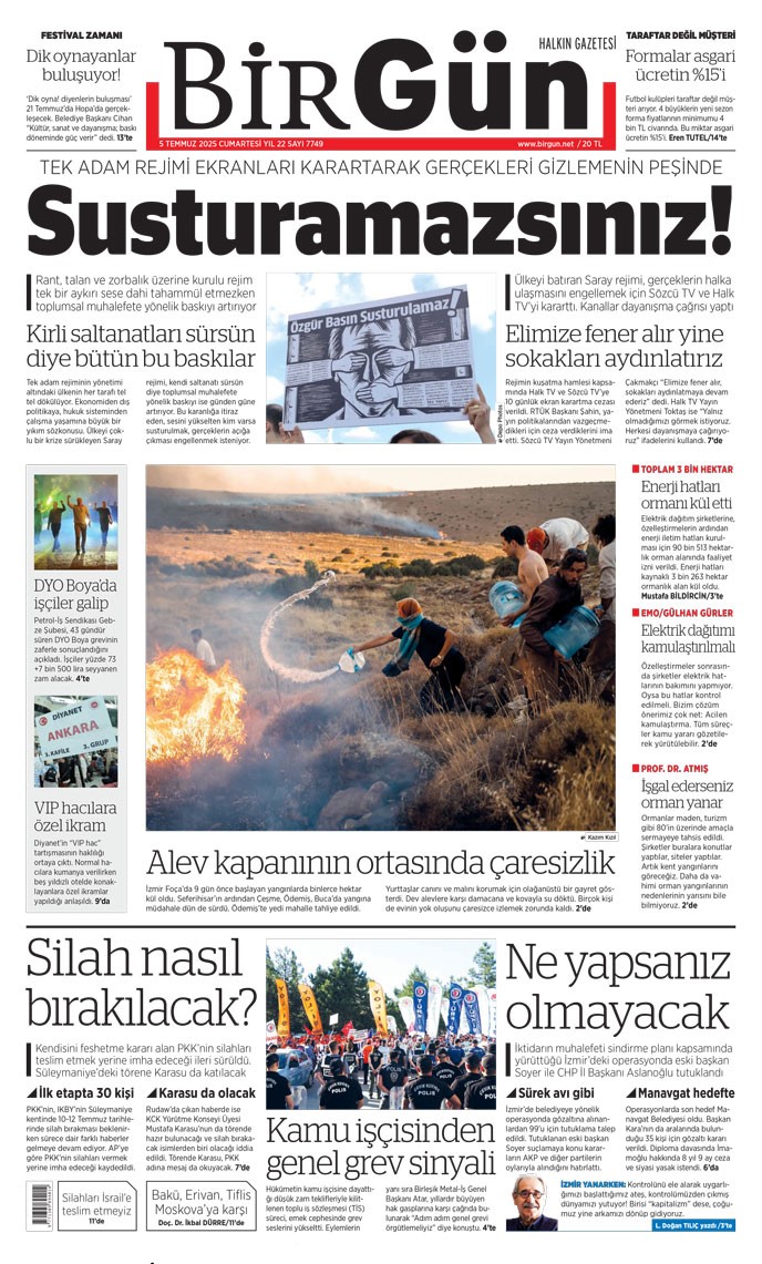 BirGün Gazetesi (@birgun_gazetesi) on Twitter photo Tek adam rejimi ekranları karartarak gerçekleri gizlemenin peşinde
Susturamazsınız!
birgun.net/haber/gercekle…
Bugünün BirGün'ü Tek adam rejimi ekranları karartarak gerçekleri gizlemenin peşinde
Susturamazsınız!
birgun.net/haber/gercekle…
Bugünün BirGün'ü