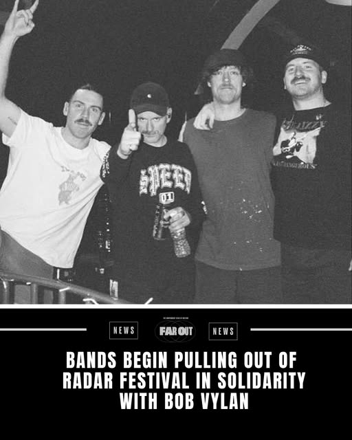 Taysirbalbisi's tweet photo. Irish band #TheScratch and Brighton-based all-female punk band #ĠENN have pulled out of Manchester’s #RadarFestival after #BobVylan were dropped as headliners, following their controversial #Glastonbury set.
#DeathToTheIDF #FreePalestine https://t.co/8IzXxzDE9j