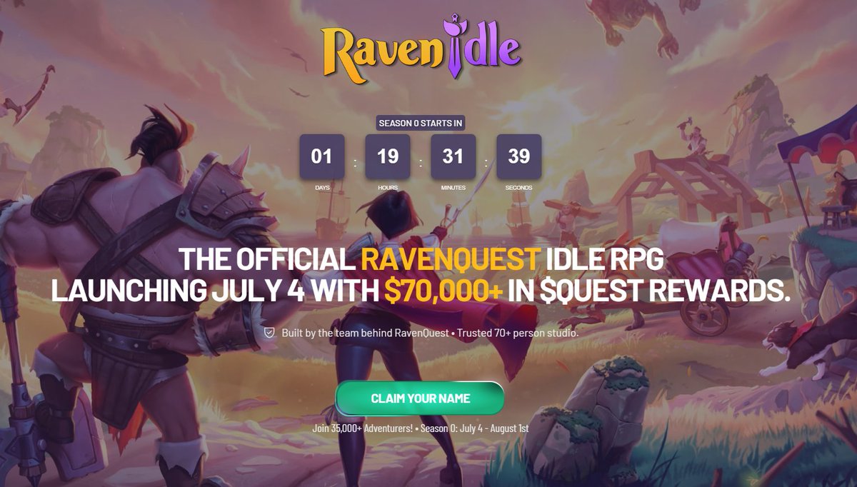 aml_hossain's tweet photo. Introducing RavenIdle β the idle game from the RavenQuest universe where your legend grows even when you're offline.
With $570,000+ in rewards during Season 0, hereβs everything you need to know:
π A professional breakdown π§΅
#RavenIdle #QUESTToken #IdleAndEarn https://t.co/RFptngAdvZ
