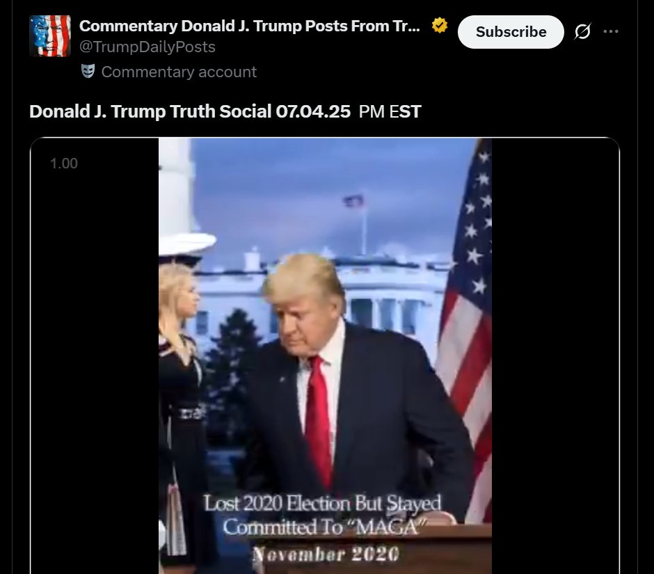 In the middle of this AI slop montage, Trump admits that he lost the 2020 election: