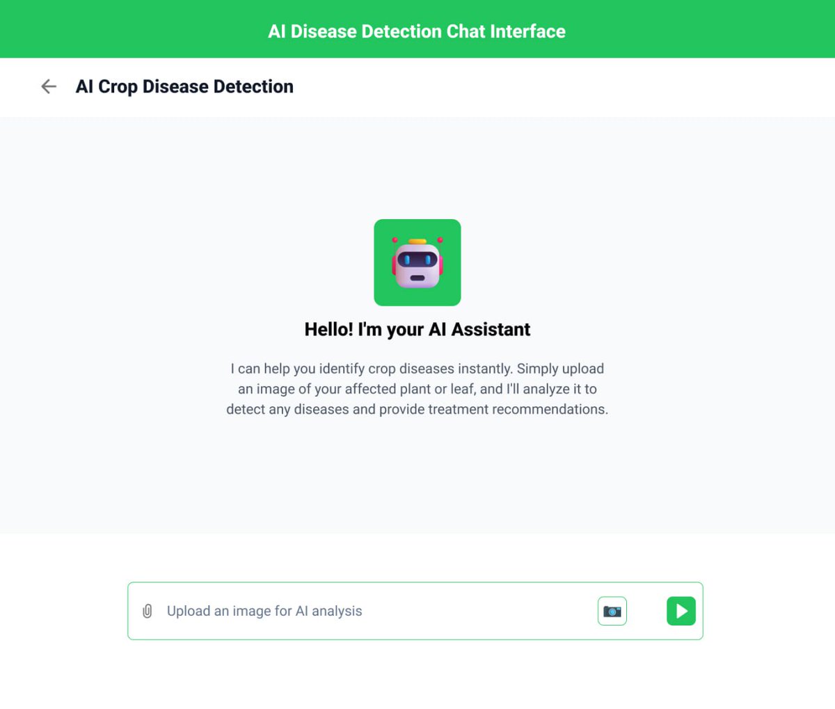 🌿🤖 Say hello to smarter plant care!
We designed an AI-powered chat interface that lets users upload images of their sick plants and get instant insights into what’s wrong — all in a clean, intuitive experience.
Healthy plants are just one click away

#UXDesign #UIUX #PlantCare