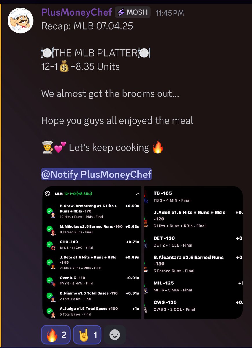TheMoshPick (@moshpickdiscord) on Twitter photo Wow 🤯
The <a href="/plusmoneychef/">Plus Money Chef🧑🍳</a> absolutely cooked tonight! Why aren’t you in the pit with us?
whop.com/moshpickdiscord Wow 🤯
The <a href="/plusmoneychef/">Plus Money Chef🧑🍳</a> absolutely cooked tonight! Why aren’t you in the pit with us?
whop.com/moshpickdiscord