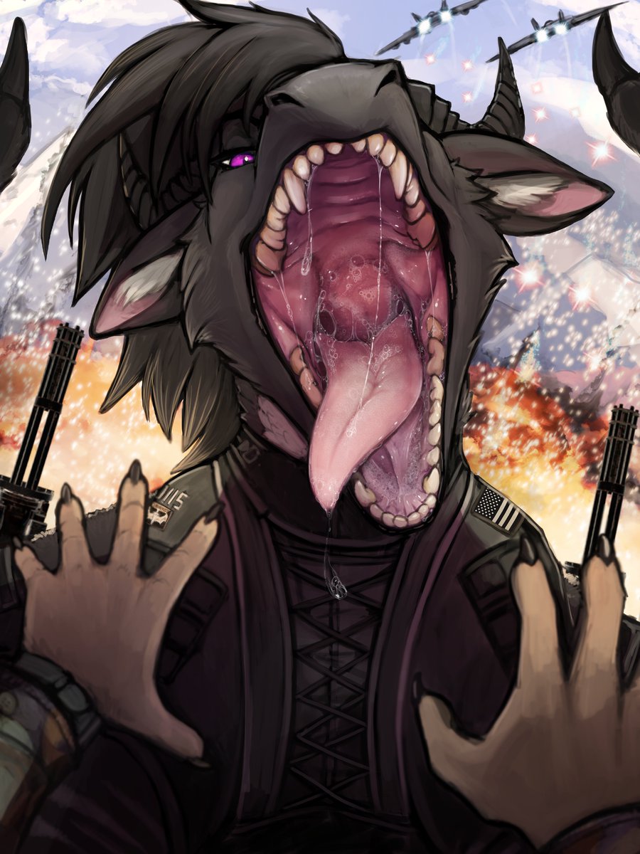 Last thing many an unlucky enemy PMC have seen. At least its better than getting shredded by Ara's dual miniguns. Maybe.. 

Incredible piece drawn by the coolest cat friend <a href="/_cat_piano/">Acidic ✨</a> 

Ara belongs to myself and my great friend <a href="/Sandman2480/">Sandman2480</a>