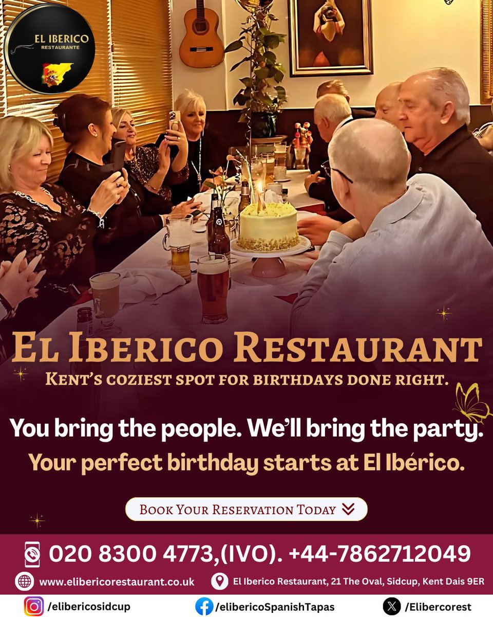 🌐 www.elibericorestaurant.co.uk
☎️ 020 8300 4773
📱 (Ivo) +44 7862712049

🎉 Kent’s Coziest Spot for Birthdays Done Right! 🎉
You bring the people — we’ll bring the party. 🎈🍷

📅 Book your reservation today and let’s make some birthday magic happen!

#ElIbericoRestaurant