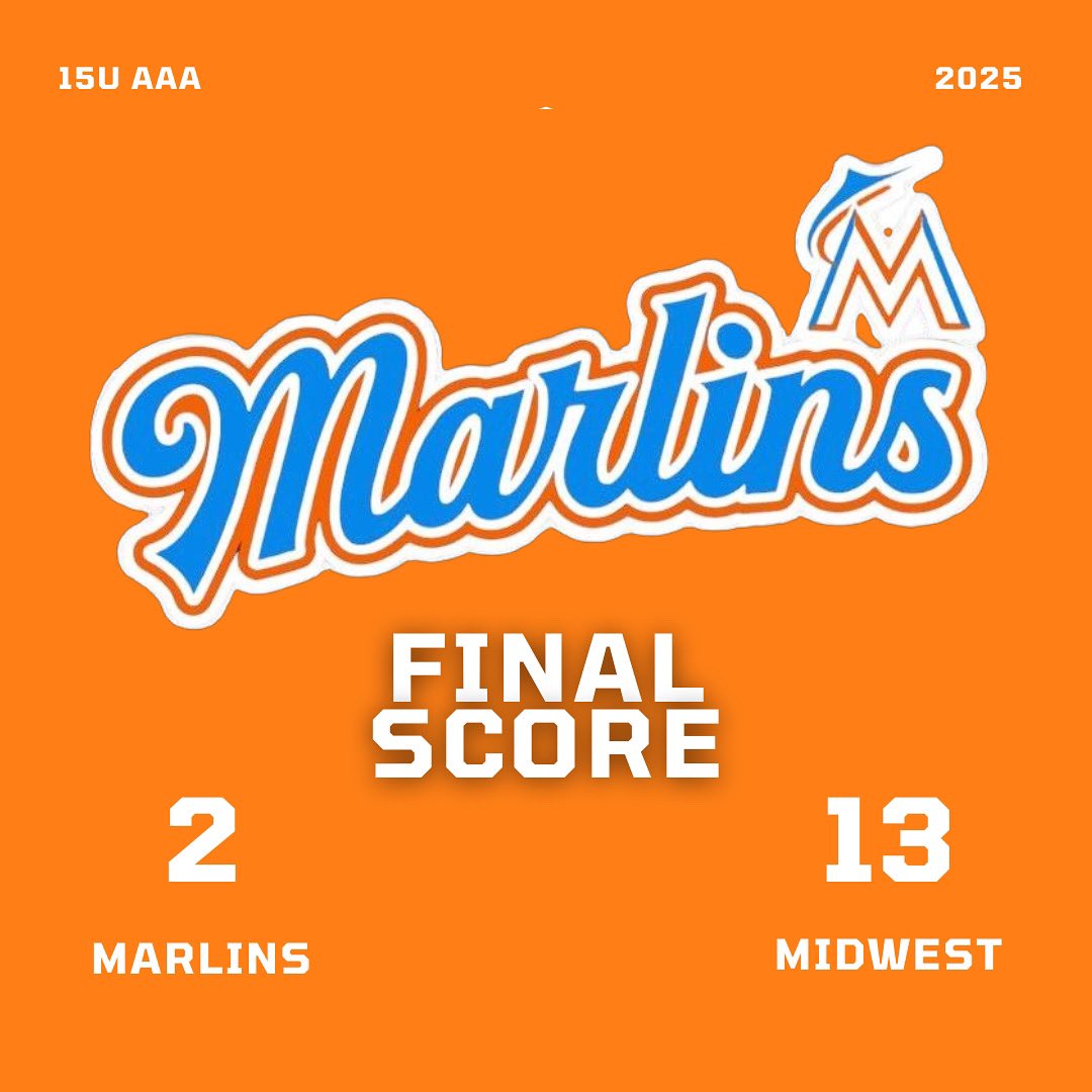 15U Marlins fall to Midwest. 

Carter McCannel went 3/4 at the dish for the Fish 🐟