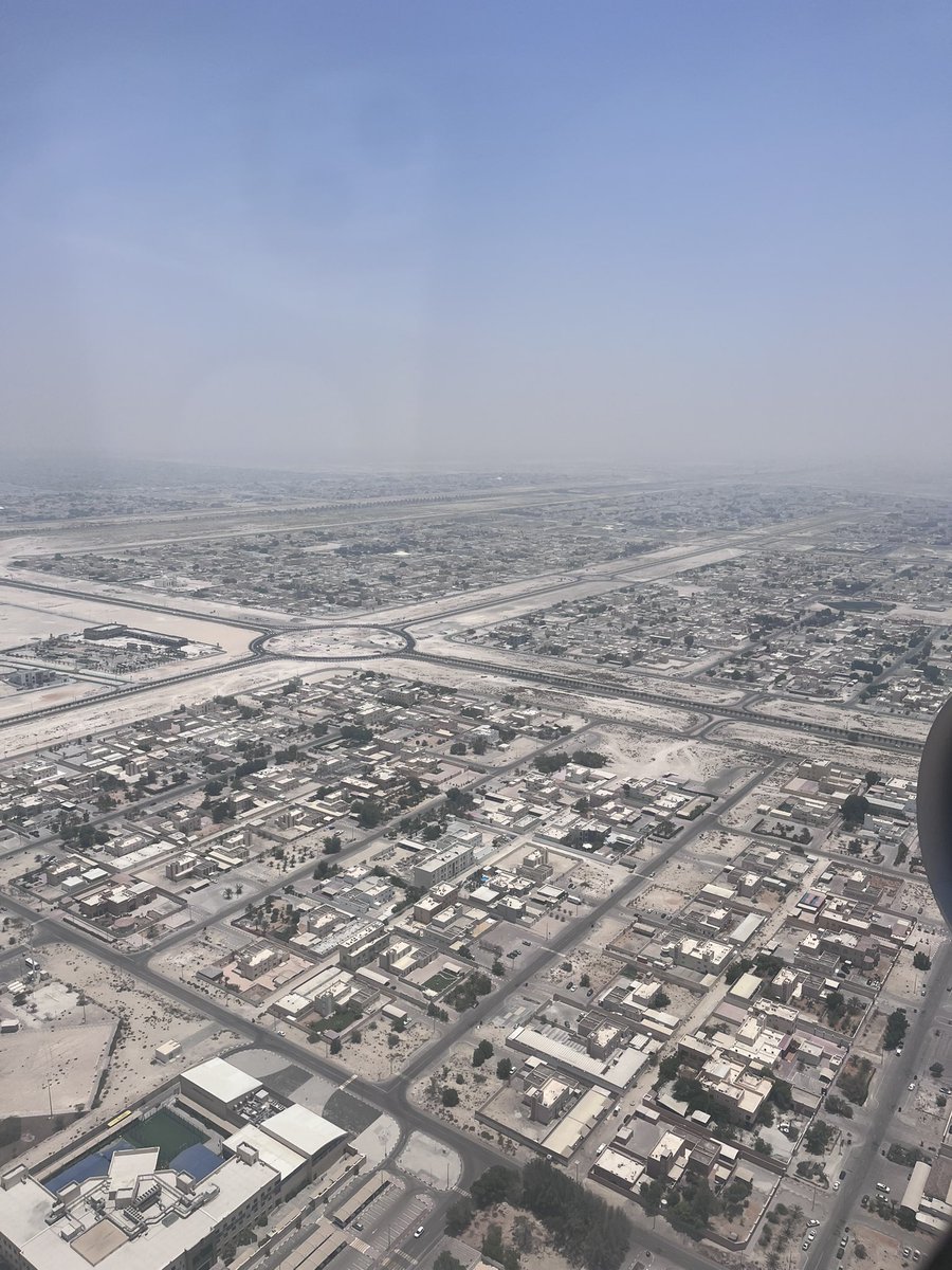 Aerial view of Abu Dhabi. 
As you can see, the landscape is stark with no trees. 
We should be thankful for the natural vegetation we have in India &amp; preserve it. Otherwise this is how we will become.

PS: but the roads and roundabouts are terrific ;)