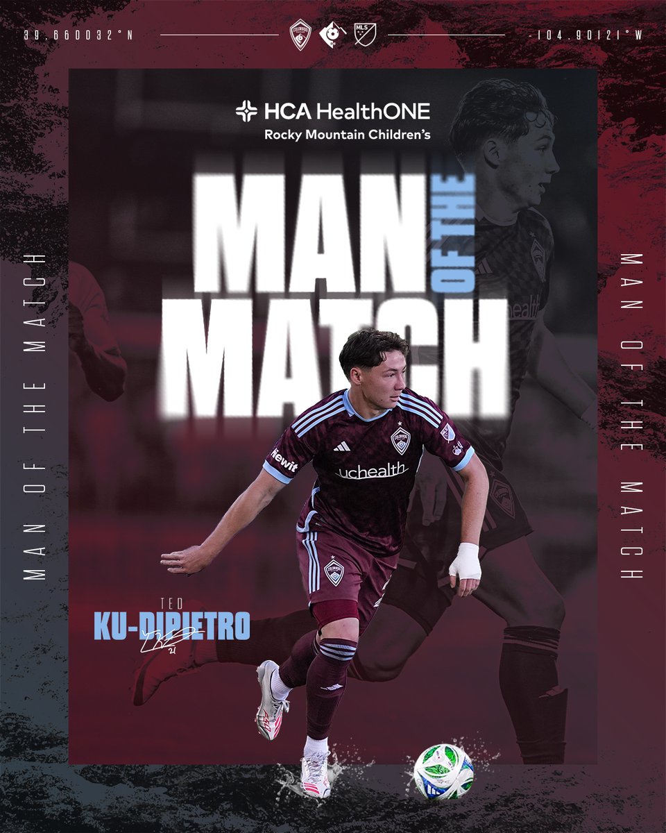 Tonight's HCA HealthONE Rocky Mountain Children's Man of the Match honor goes to Ted Ku-DiPietro.

#COLvSKC | #Rapids96