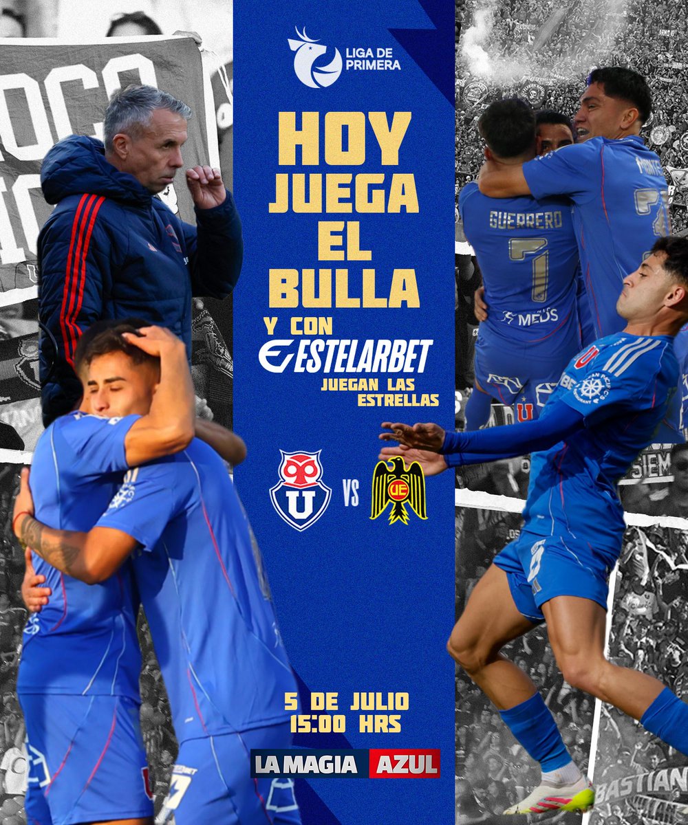 La Magia Azul (@lamagiaazul) on Twitter photo ¡HOY POR FIN VUELVE LA U! 🤘 
En el Santa Laura, Universidad de Chile visita a Unión Española por la fecha pendiente de la Liga de Primera desde las 15:00 hrs.
REGÍSTRATE con el código LAMAGIA en Estelarbet 👇 
estelarbet.vip/?btag=454862_l…* 
#LaMagiaAzul #VamosLaU #VamosBulla #LaU ¡HOY POR FIN VUELVE LA U! 🤘 
En el Santa Laura, Universidad de Chile visita a Unión Española por la fecha pendiente de la Liga de Primera desde las 15:00 hrs.
REGÍSTRATE con el código LAMAGIA en Estelarbet 👇 
estelarbet.vip/?btag=454862_l…* 
#LaMagiaAzul #VamosLaU #VamosBulla #LaU
