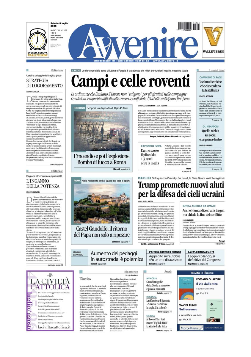 Avvenire_Nei's tweet photo. #05luglio
🔴A questo link https://t.co/XZyXAZlPuw puoi leggere la copia digitale, comprare una copia o abbonarti https://t.co/IoqHaAZXlp