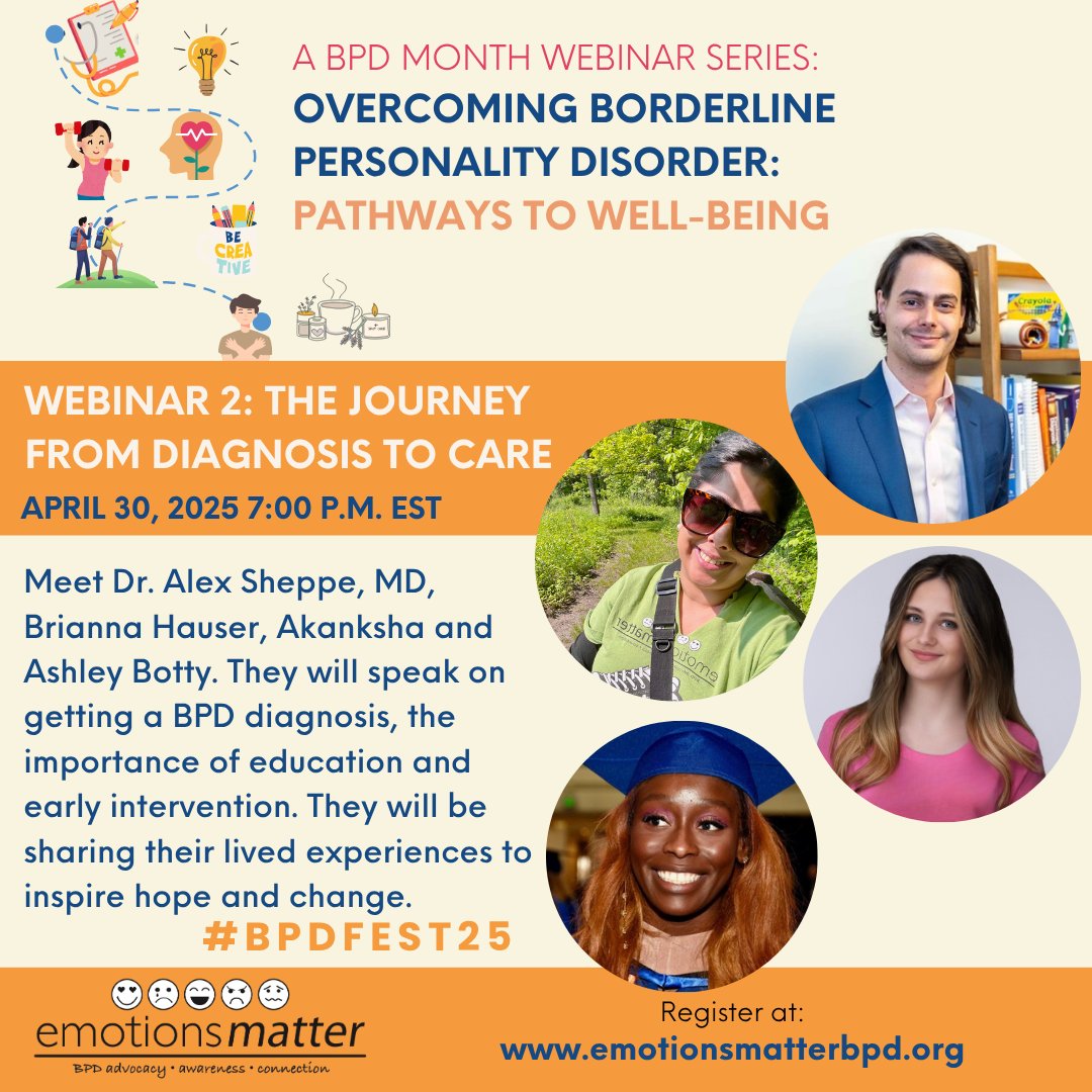 embpd's tweet image. Looking to catch up on BPD learning videos this weekend? Our #BPDFest25 Webinar on the Journey from Diagnosis to Care is on our YouTube channel, featuring an incredible panel of speakers with lived experience and clinicians. youtube.com/watch?v=woraI-… #BPD #livedexperience