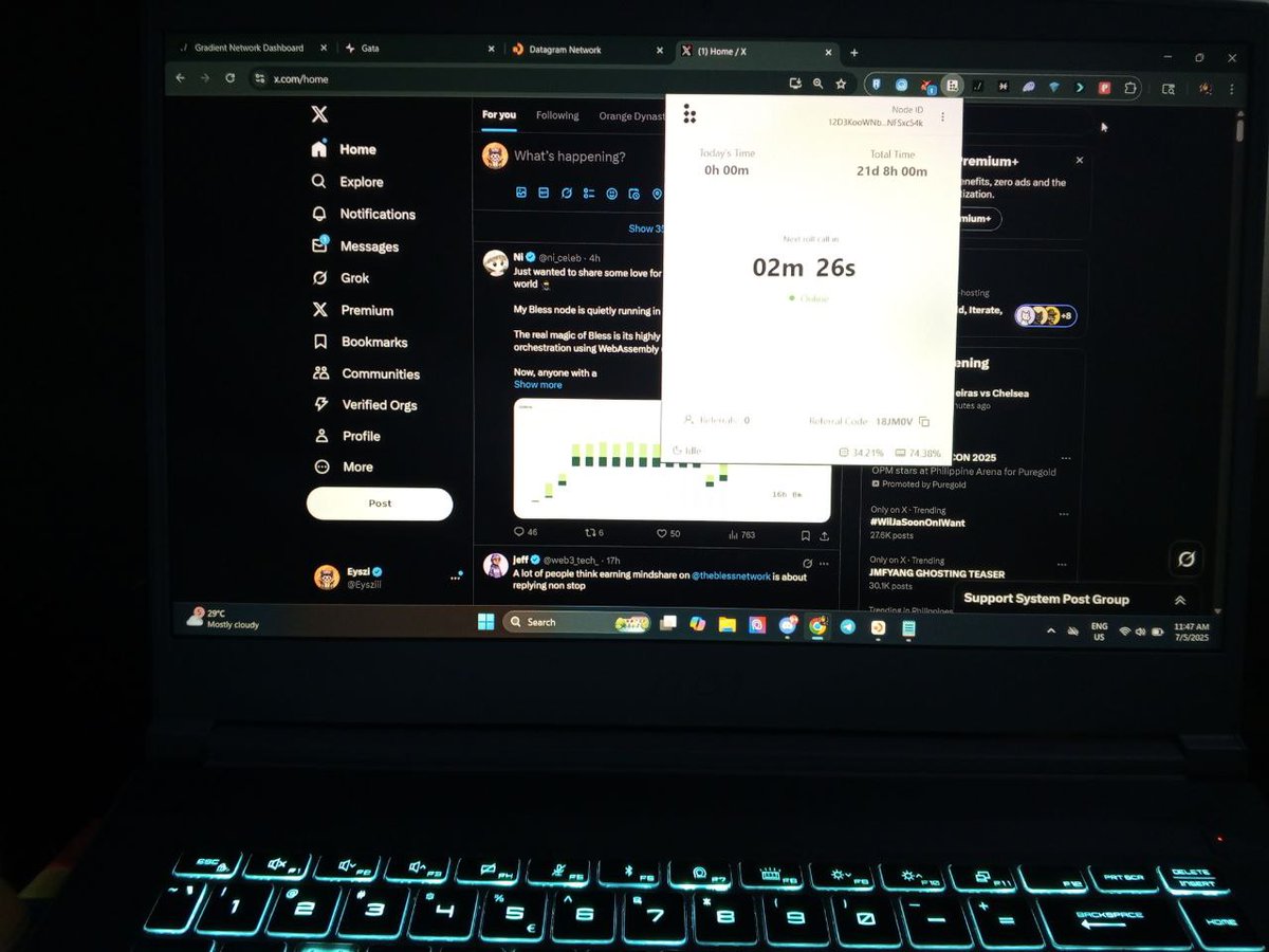 Just woke up. Eyes half open. I hit the power button on my laptop.

And there it was <a href="/theblessnetwork/">Bless</a> already running in the background.

No clicks, no tabs, no stress.

While I was resting, it was working.
Earning in the background, like clockwork.

I’m earning $TIME while doing