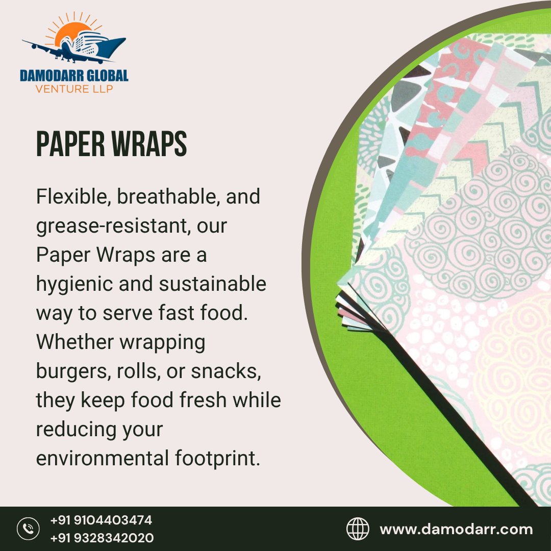 darshitp__99's tweet image. Paper Wraps – Sustainable, Versatile &amp;amp; Perfect for Every Packaging Need!

✔ Made from Kraft, Virgin or Recycled Paper Options
✔ Perfect for Food Wraps, Gift Wraps &amp;amp; Protective Packing

Contact us today at:
📞 +91 9104403474
🌐 damodarr.com

#paperwrap#EcoFriendly