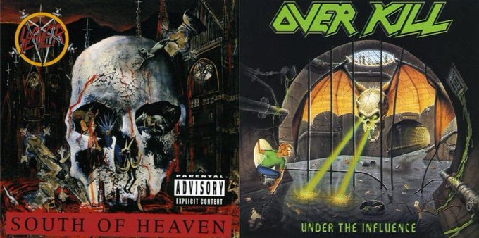 METALISFOREVER's tweet image. SLAYER（スレイヤー）の4thアルバム、SOUTH OF HEAVEN「サウス・オブ・ヘヴン」とOVERKILL（オーヴァーキル）の3rdアルバム、UNDER THE INFLUENCE「アンダー・ザ・インフルエンス」は、共に今から37年前の1988年7月5日にリリース！

つまり今日は #スラッシュの日 ！

#SLAYER
#OVERKILL