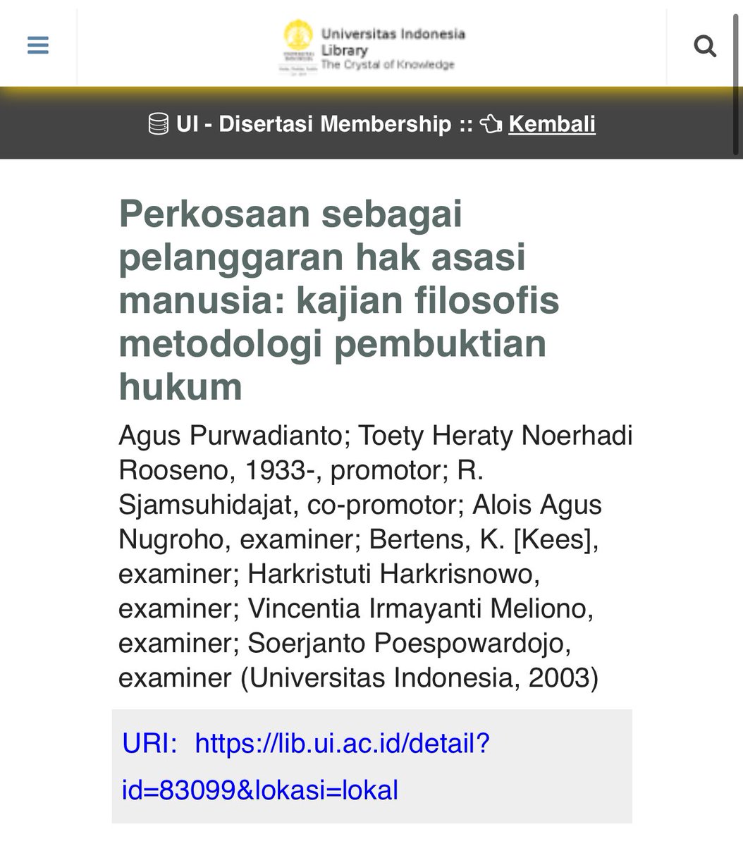 Berikut disertasi Prof. Agus dari Prodi Ilmu Filsafat UI. Penggabungan ilmu kedokteran, hukum, dan kulminasinya dikaji dari perspektif filsafat. Beruntung pernah dididik langsung oleh beliau di kelas Kedokteran Forensik dan Medikolegal. Kapan lagi belajar di Dept Forensik RSCM 🤣