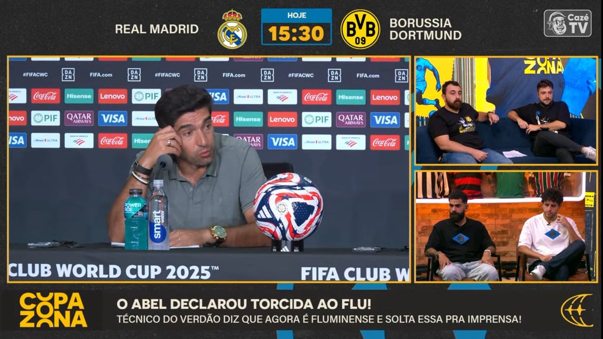 Gremistao1903's tweet photo. 🚨ATENÇÃO! 

Abel Ferreira em resposta ao jornalista Rodrigo Oliveira da Rádio Gaúcha… 

“Se eu dizer que não vou torcedor pelo Fluminense, eu vou mentir… O Renato é um grande treinador que eu gosto muito, que sabe muito de futebol, mas quando o Renato perde 2 ou 3 jogos, vocês o criticam e pedem sua saída…” 

Abel foi simplesmente ESPETACULAR! 

📸@CazeTVOficial