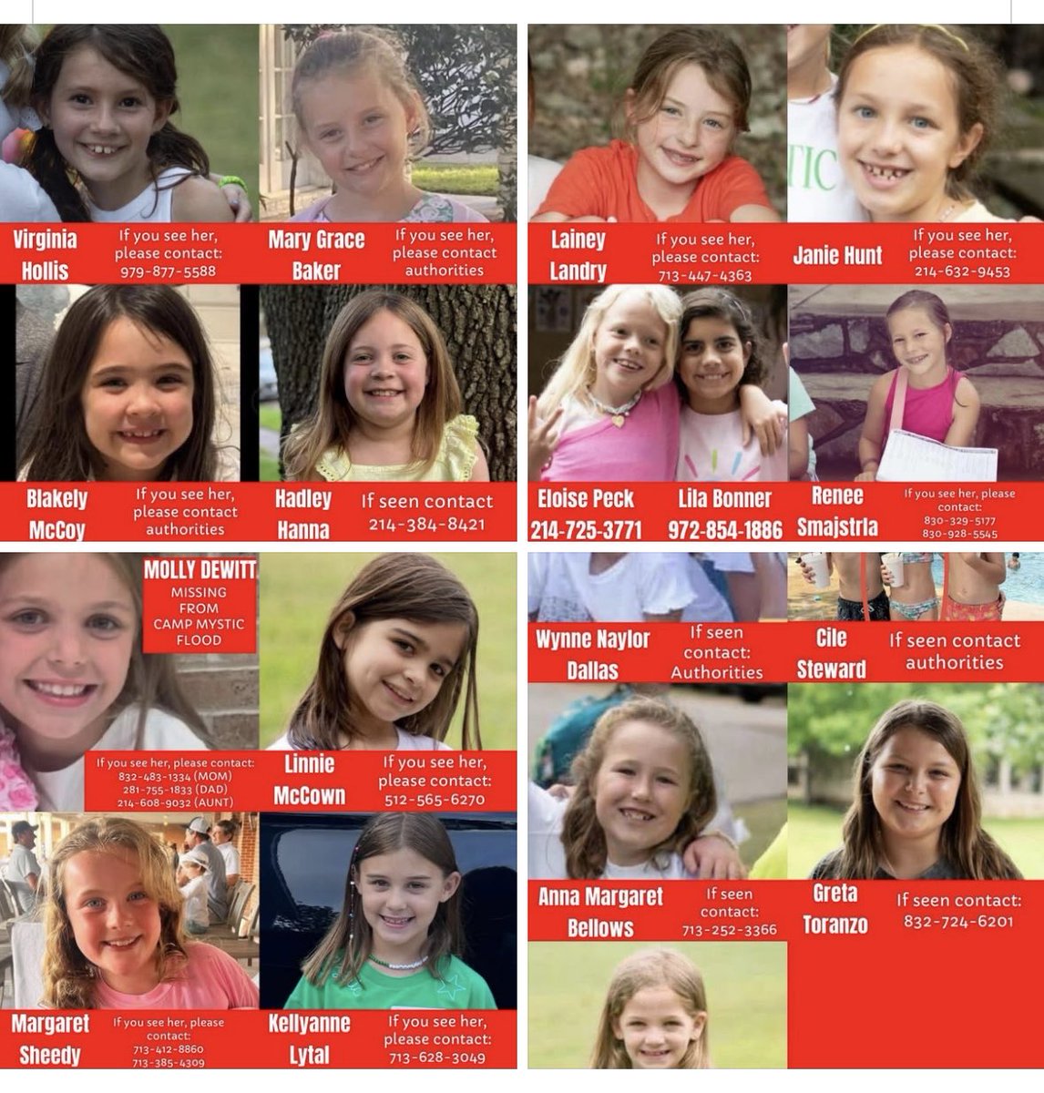 As a father of three girls my heart aches for the parents of these young girls who are missing from Camp Mystic after the horrible flooding in Central Texas. If you happen to come across one of these girls please, please make local authorities aware! 🙏🏻