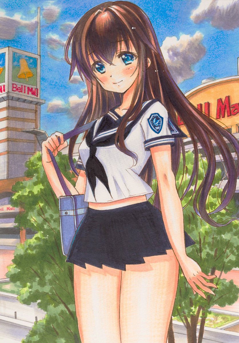 aozoraharuka920's tweet image. セーラー服って可愛いですよね!本当はいけないんですけど、私は学校休みの日でも着てます!コスプレイヤーさんも「高校がブレザーだったので憧れてました!」って喜んでくれる方が多いです!イラストはともえり先生に描いて頂きましたコピック画です!#セーラー服 #蒼空はるか