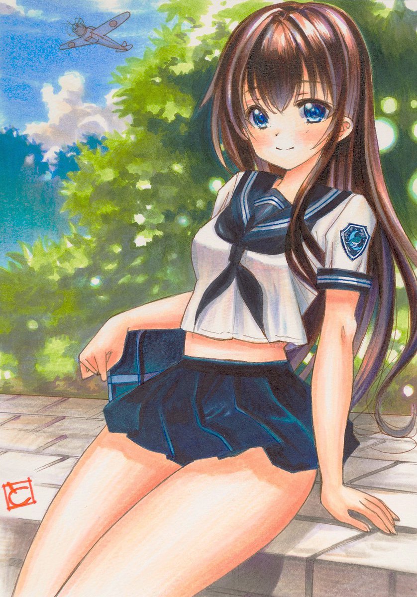 aozoraharuka920's tweet image. セーラー服って可愛いですよね!本当はいけないんですけど、私は学校休みの日でも着てます!コスプレイヤーさんも「高校がブレザーだったので憧れてました!」って喜んでくれる方が多いです!イラストはともえり先生に描いて頂きましたコピック画です!#セーラー服 #蒼空はるか