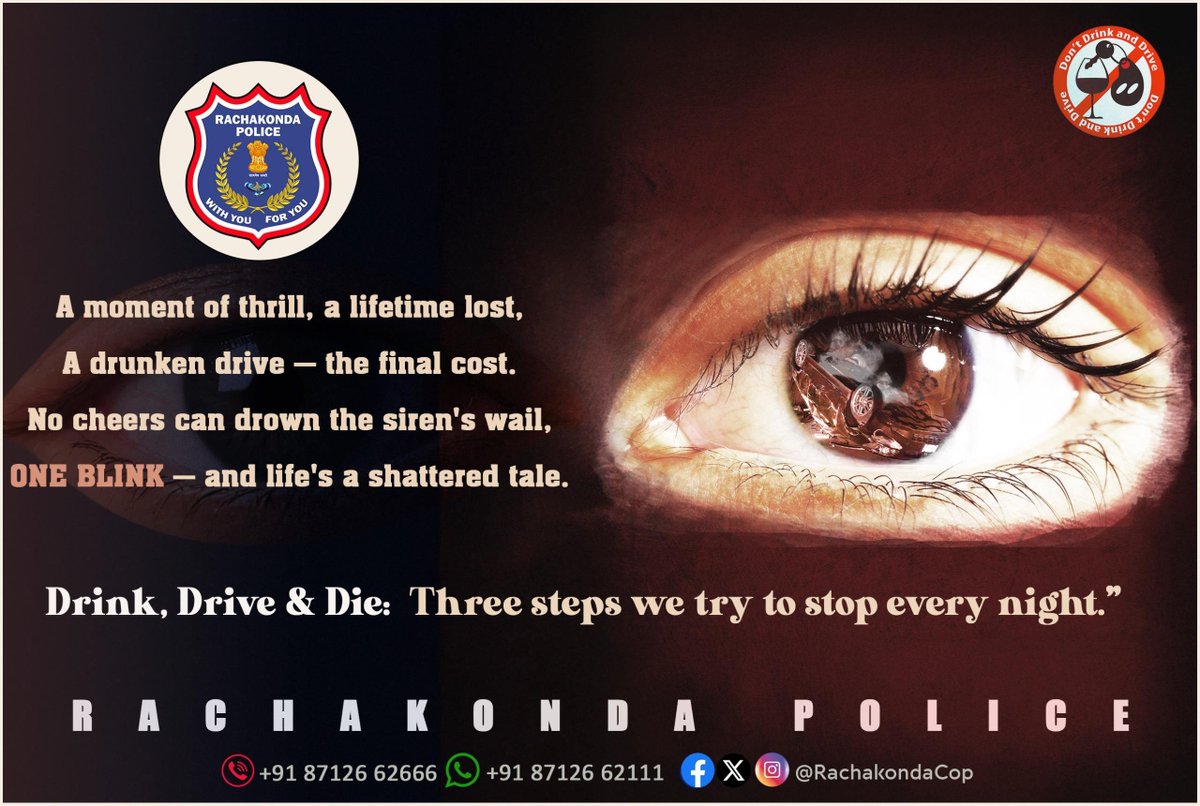#TodaysThemeposter

A moment of thrill, a lifetime lost.
A drunken drive—the final cost.
No cheers can drown the siren’s wail,
One blink… and life’s a shattered tale.
Drink. Drive. Die. — Three steps we strive to stop every night.

#RoadSafety #DontDrinkAndDrive