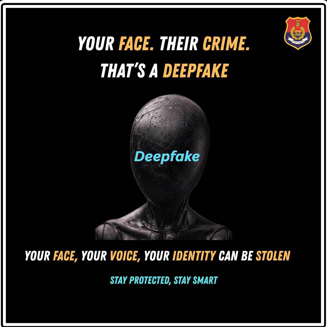 BatalaPolice's tweet image. A deepfake is an AI-made fake video or audio that looks real but is completely false.

Your digital face isn’t safe. Think before you share.
#DeepfakeAwareness