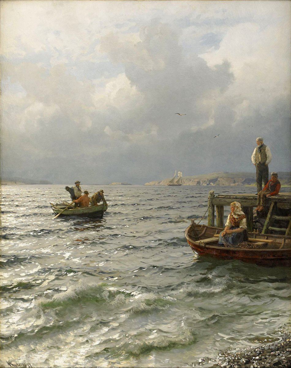 Hans Fredrik Gude - "Fishermen on the coast" (1897)