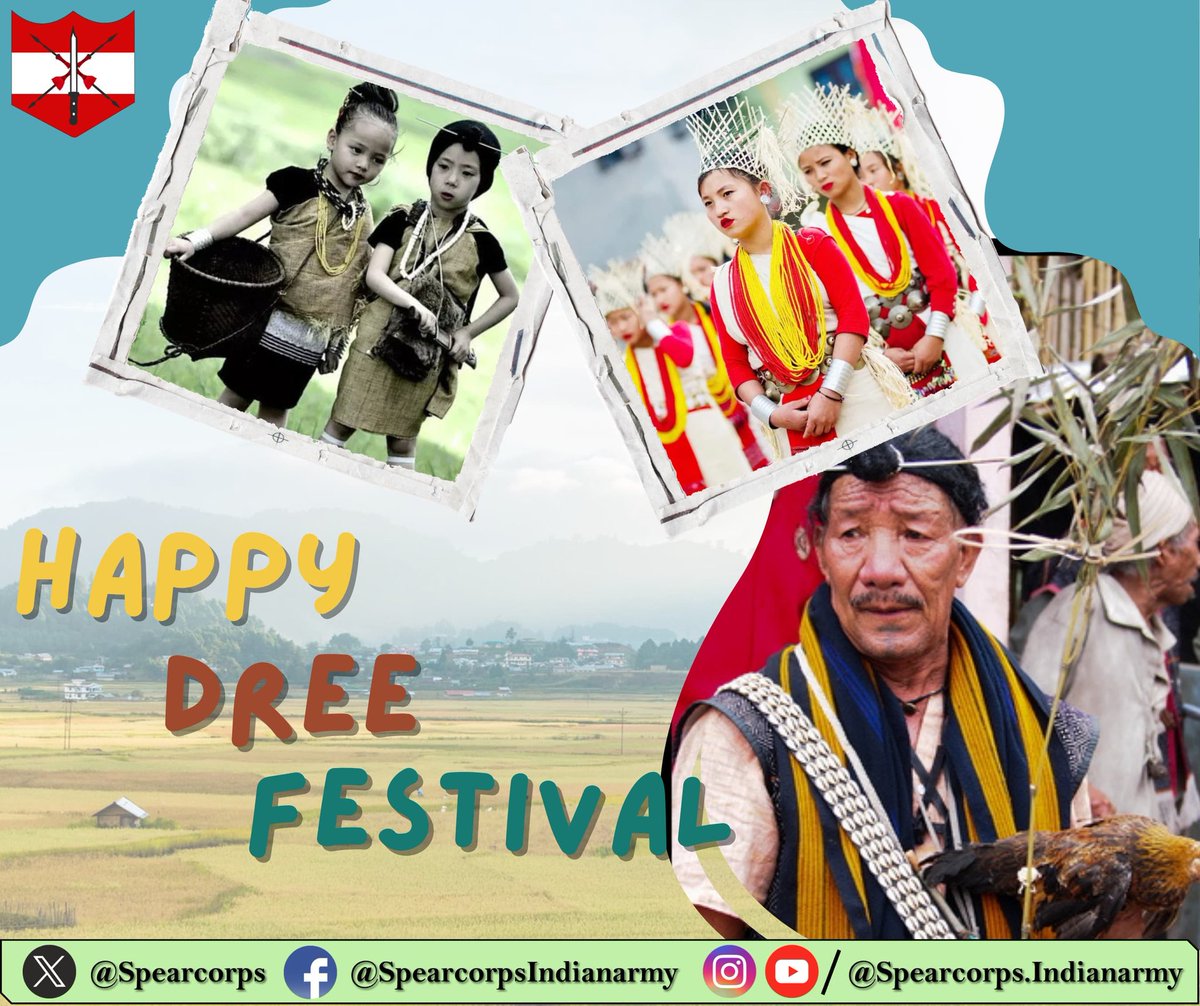 Spearcorps's tweet image. Lt Gen Abhijit S Pendharkar, GOC #SpearCorps and all ranks convey best wishes on the occasion of #Dree Festival to the #Apatani Community and the people of #ArunachalPradesh.

May this festival bring prosperity and happiness to all.

Lt Gen Abhijit S Pendharkar, GOC #SpearCorps