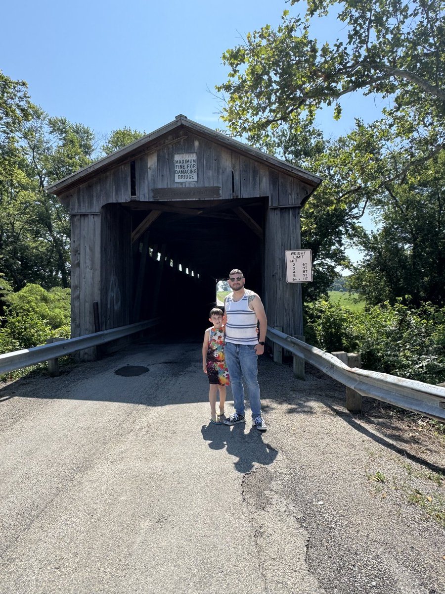 Random enclosed bridge. Somewhere between Clermont &amp; Brown county in Ohio. With my mom &amp; kid on our trip to watch Tecumseh. It was a fun trip!