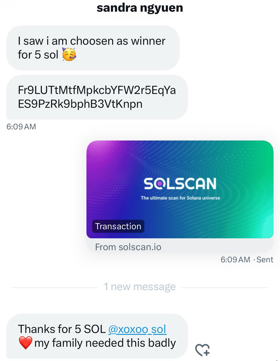 Sent another random wallet 5.0 $SOL, Check your wallet.

Drop your sol wallets, today will be your lucky day 5.0 $SOL 💰