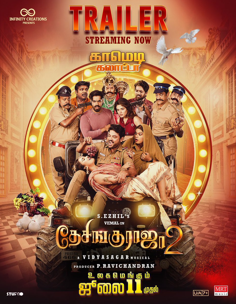 MRT Music (@mrtmusicoff) on Twitter photo The official trailer of #DesinguRaja2 is STREAMING NOW!
A rollercoaster of comedy, chaos, and colourful characters is coming your way!
#InfinityCreations #PRavichandran #தேசிங்குராஜா2 கலகல ஜூலை கொண்டாட்டம் #desinguraja2FromJuly11
@Actorvemal <a href="/VIDYASAGARMUSIC/">VIDYASAGAR</a> <a href="/pujita_ponnada/">Pujita ponnada</a> The official trailer of #DesinguRaja2 is STREAMING NOW!
A rollercoaster of comedy, chaos, and colourful characters is coming your way!
#InfinityCreations #PRavichandran #தேசிங்குராஜா2 கலகல ஜூலை கொண்டாட்டம் #desinguraja2FromJuly11
@Actorvemal <a href="/VIDYASAGARMUSIC/">VIDYASAGAR</a> <a href="/pujita_ponnada/">Pujita ponnada</a>