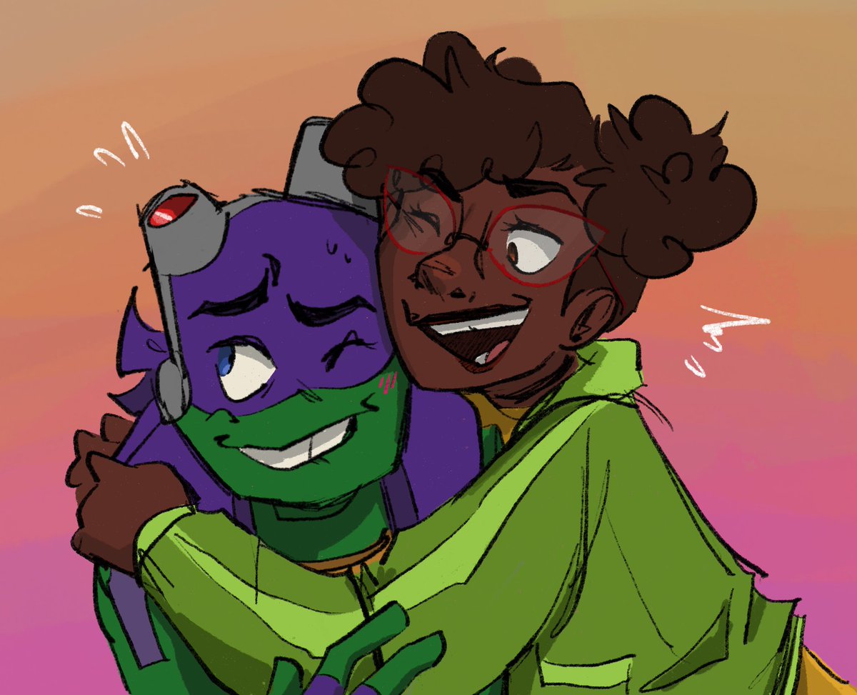 remspit's tweet image. one-sided apritello where she’s gay and they’re oblivious #rottmnt #apritello #donatello #apriloneil