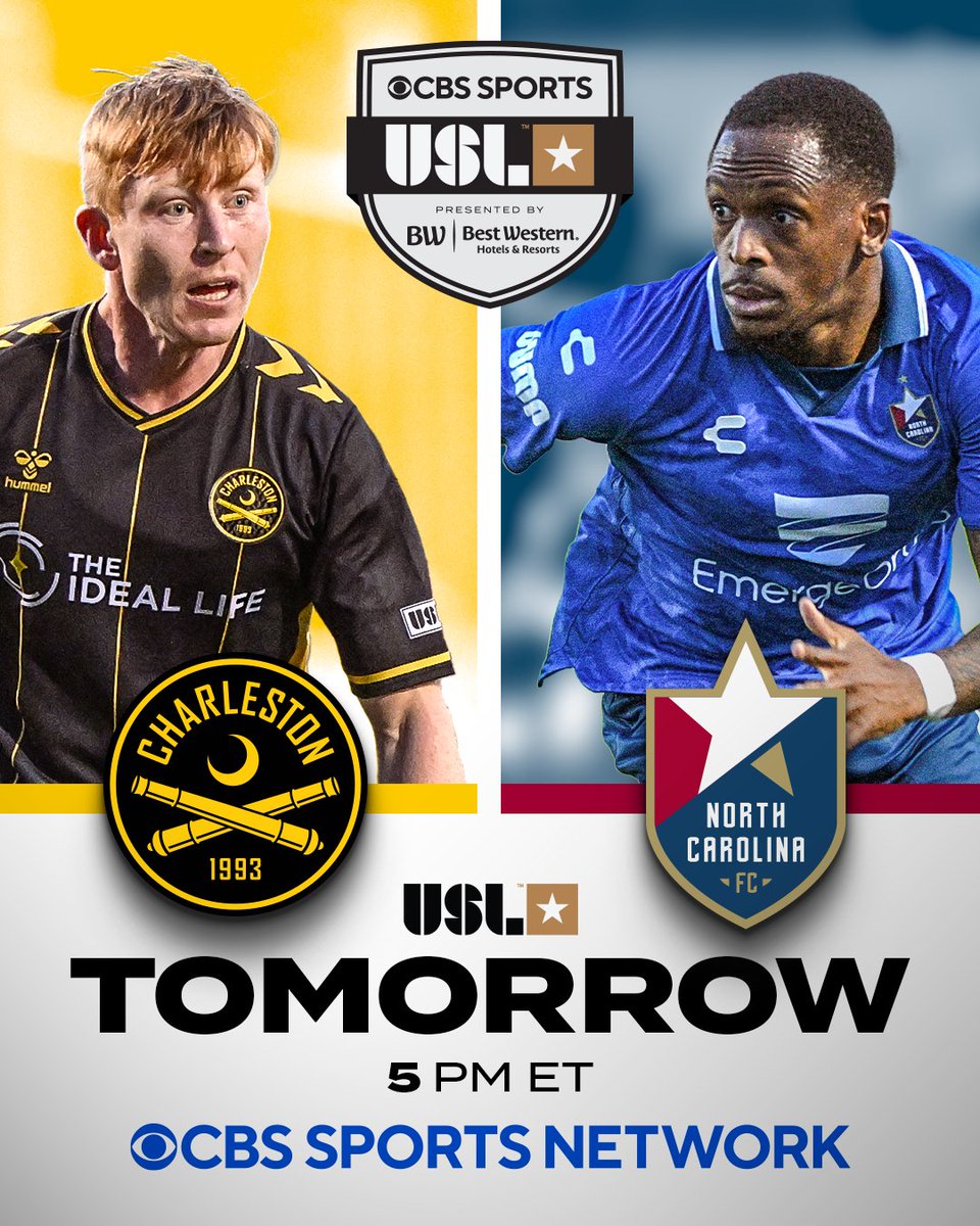 Nothin' better than Derby Day 😤

Watch the <a href="/Chas_Battery/">Charleston Battery</a> face rivals <a href="/NorthCarolinaFC/">North Carolina FC</a> tomorrow at 5 PM ET on <a href="/CBSSportsNet/">CBS Sports Network</a>!

#USLonCBS | <a href="/bestwestern/">Best Western Hotels & Resorts</a>