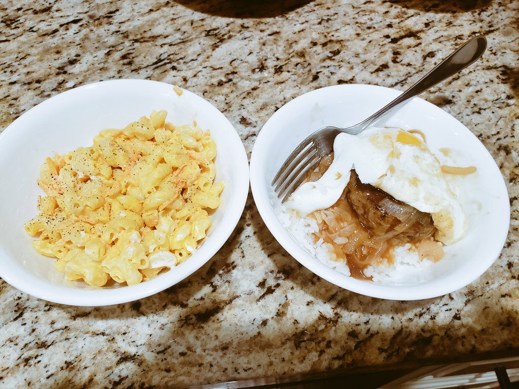 Had our 4th of July burgers loco moco style w mac salad #4thofjuly2025