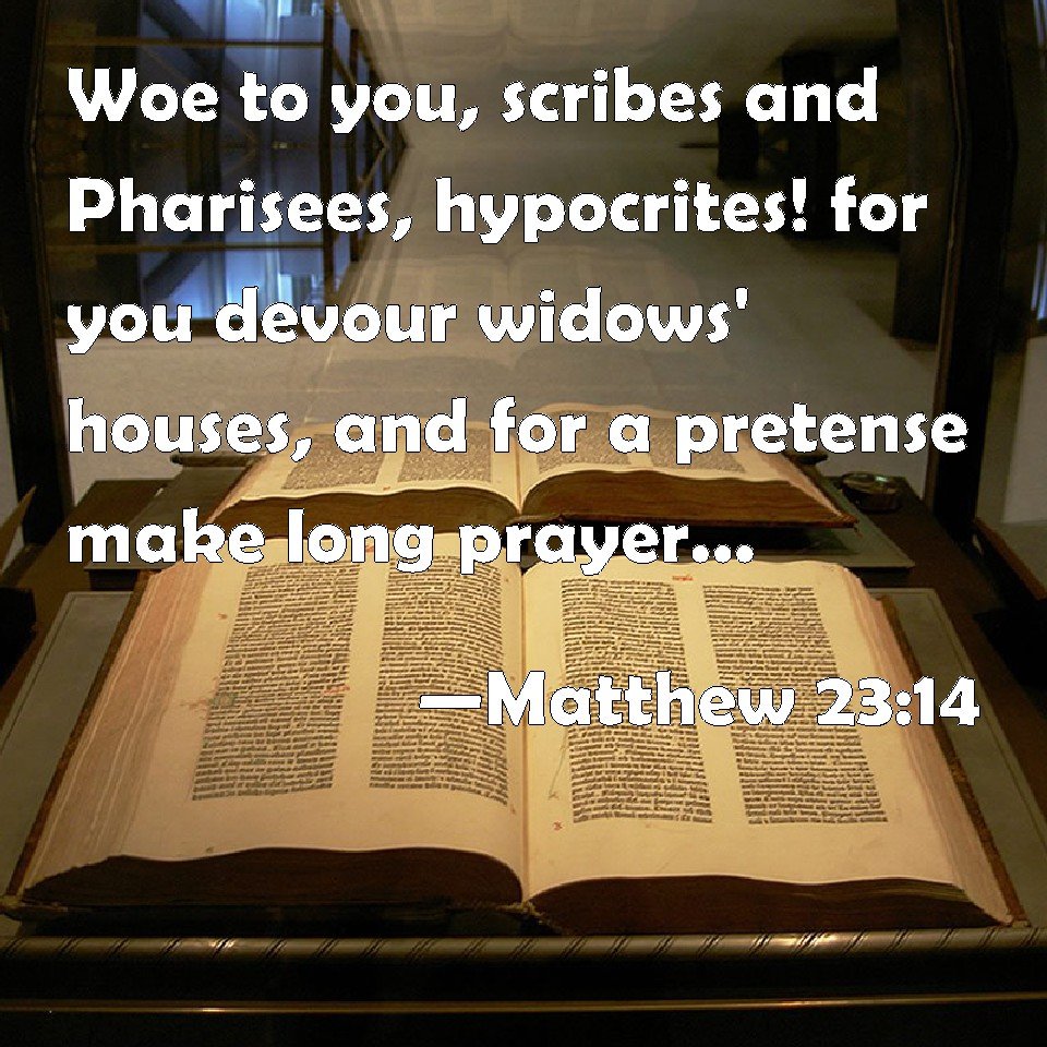 DaysOfNoahh's tweet photo. @jbulldogs4 They devoured widow's houses 2000 years ago. They still do it now. They just go by a different name than Pharisees these days. https://t.co/vTGbS2Ti80
