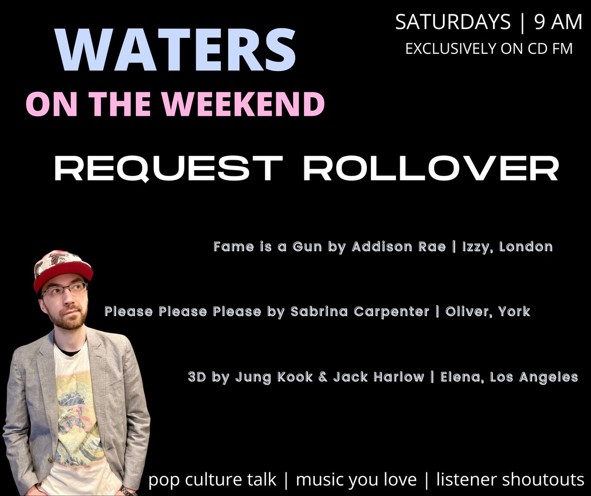 Every weekend, we pick a few of your requests to play on Water on the Weekend, and today's ones come from Oliver in York, Izzy in London, and Elena in Los Angeles. Don’t miss a brand new episode of Alex Waters' show today at 9 am! 🔥🎧🎶