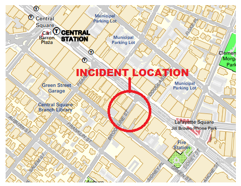 On 7/4 at approximately 11:15PM CPD responded to a report of a gunshot on Brookline St. between Mass Ave and Green St. in Central Sq. At this time there are no known victims. Anyone with info can contact CPD  through our tip line at 617-349-9151 or at cambridgepolice.org/TIPS.