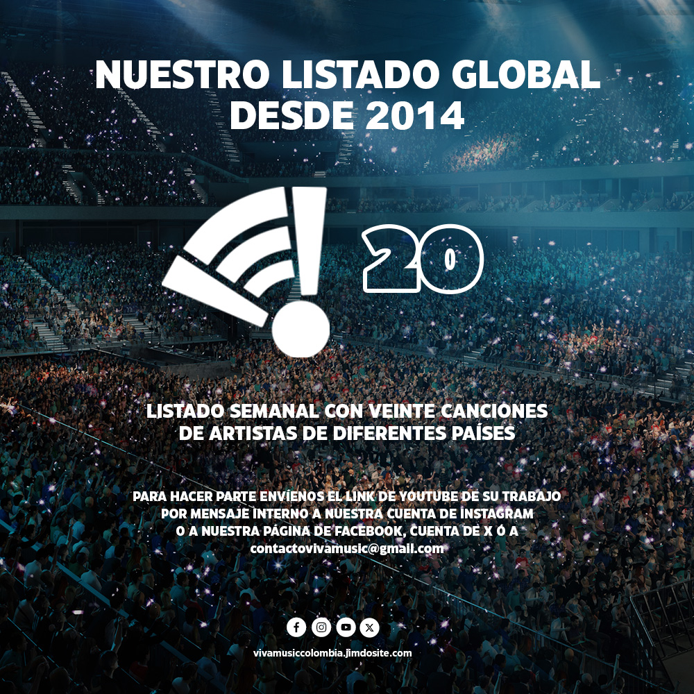 [LA GRAN VOTACIÓN] Los #VivaMusic25 11a edición y sus primeros 100 participantes y nuestros dos charts, el #VivaMusic100 y #VivaMusic20 continúan cada semana en
youtube.com/@vivamusiccolo…
x.com/vivamusicco
instagram.com/vivamusiccolom…
vivamusiccolombia.jimdosite.com
100/500 01-30 JUL #VM25