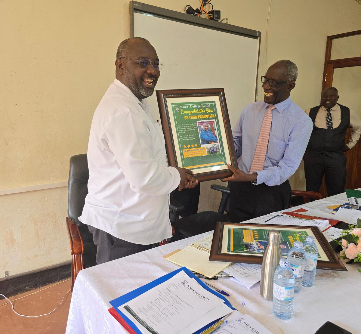 Ugandan’s finest (@ugkampala1) on Twitter photo During the Kiira College Butiki B.O.G meeting yesterday , I was pleased to receive a framed Congratulatory upon my appointment as Deputy executive Director <a href="/KCCAUG/">Kampala Capital City Authority (KCCA)</a> from the Kiira College Butiki Community. I also received the Congratulatory message for Hajjat During the Kiira College Butiki B.O.G meeting yesterday , I was pleased to receive a framed Congratulatory upon my appointment as Deputy executive Director <a href="/KCCAUG/">Kampala Capital City Authority (KCCA)</a> from the Kiira College Butiki Community. I also received the Congratulatory message for Hajjat