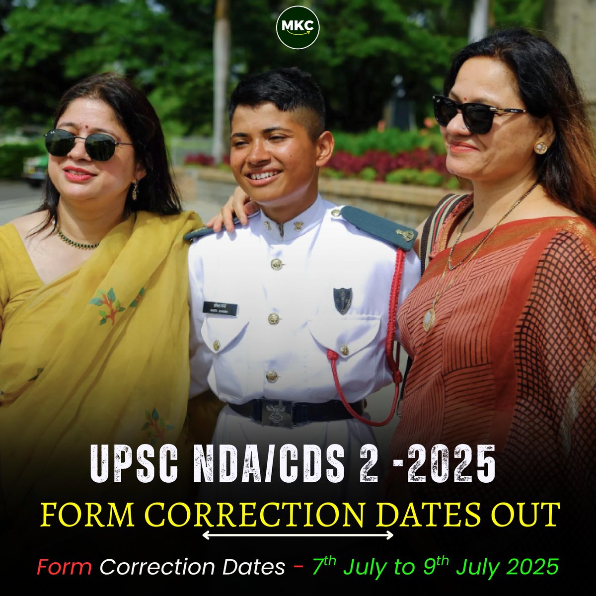 📢 Important Update for NDA &amp; CDS Aspirants!

🗓️ Form Correction Dates:
✅ Start Date: 7th July 2025 (Monday)
✅ Last Date: 9th July 2025 (Wednesday)
✅ Correction Window: Available on upsconline.nic.in.

🎯 Start Your NDA/CDS Journey the Right Way – With MKC's.