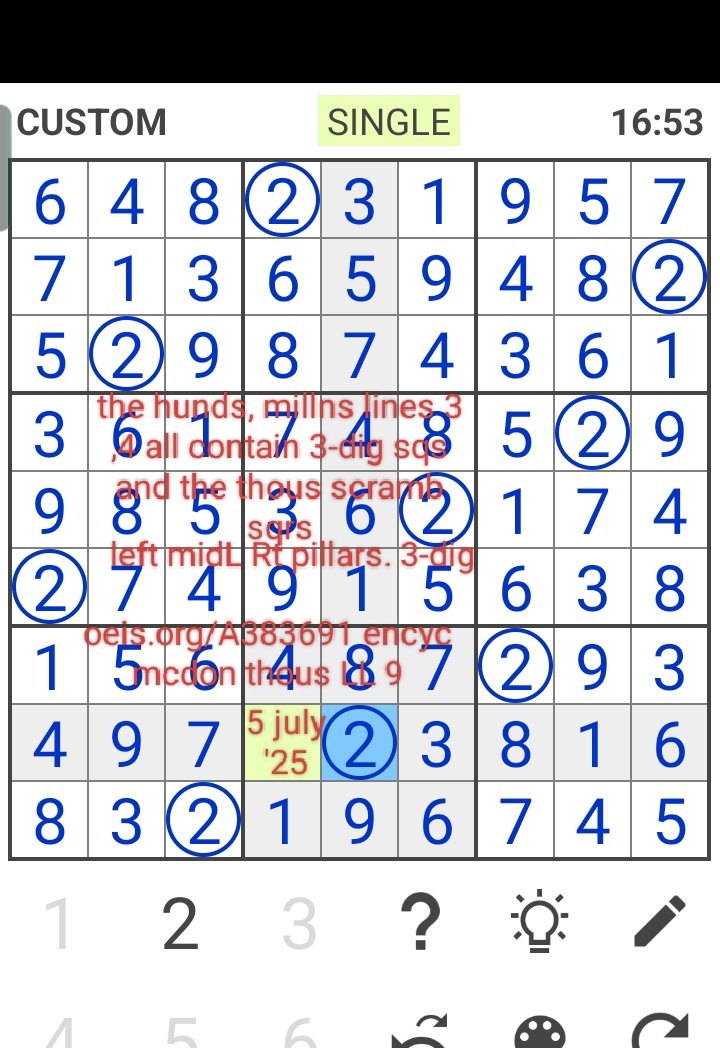 At_tach's tweet photo. The hundreds or millions in LL ines 3,4 contain 3-dig squares and so on. Encyc integer seqces https://t.co/LSwDMl3xJu mcdone create sudoku. https://t.co/2DqqqeXdh6