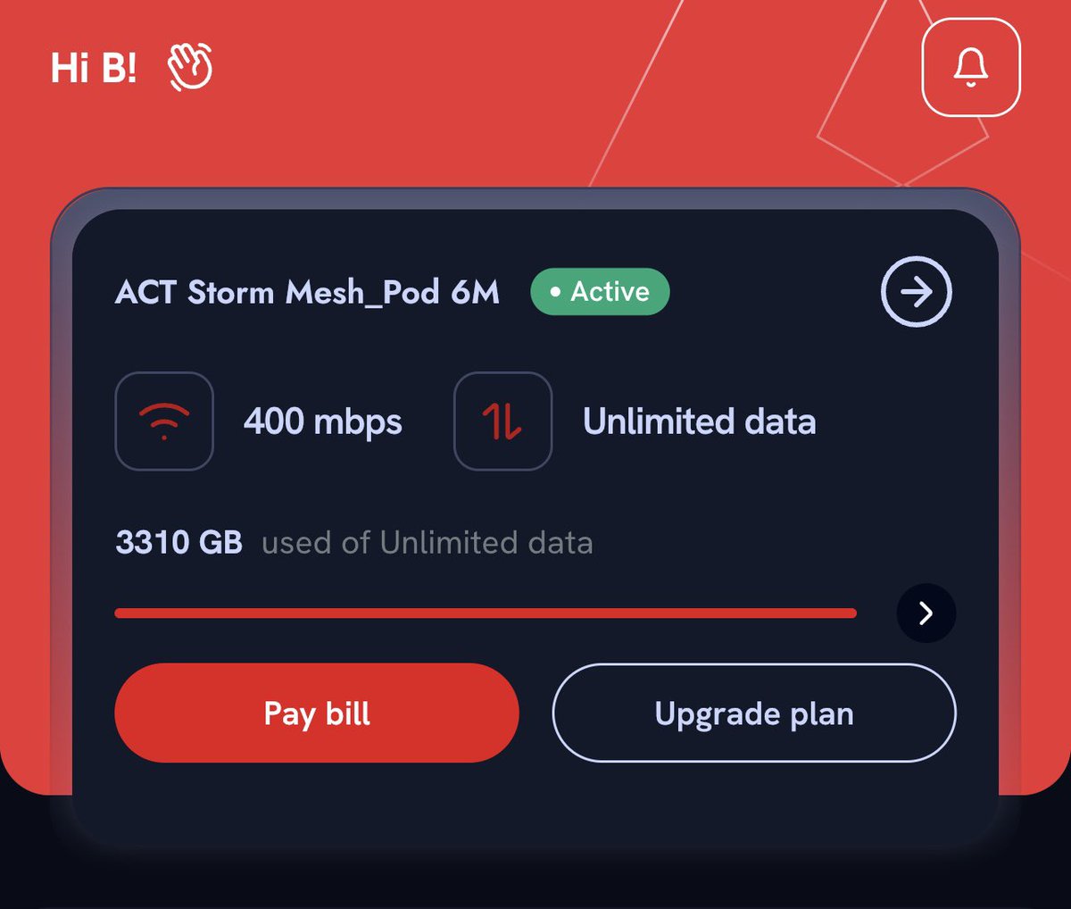 manjunathbk's tweet photo. @ACTFibernet - When it’s clearly mentioned 400Mbps - Unlimited Data why is that now I get to know it’s a capped at 3000GB data. https://t.co/MOat7pPPQW