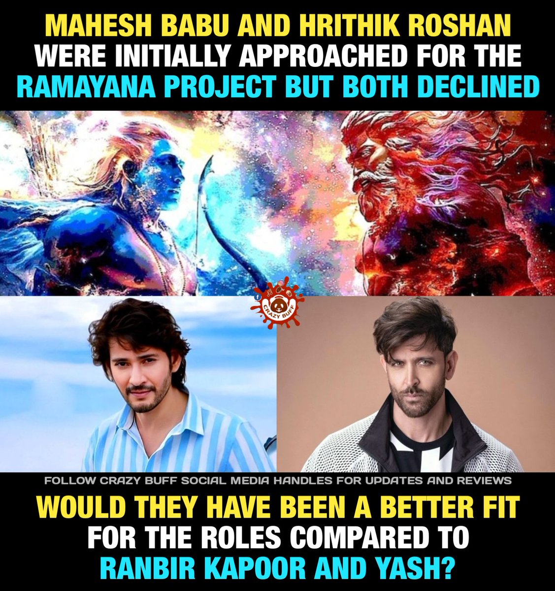 Would #MaheshBabu &amp; #HrithikRoshan be a better fit for #Ramayana?

#RanbirKapoor #Yash #RamayanaGlimpse #RamayanaTheIntroduction #SaiPallavi