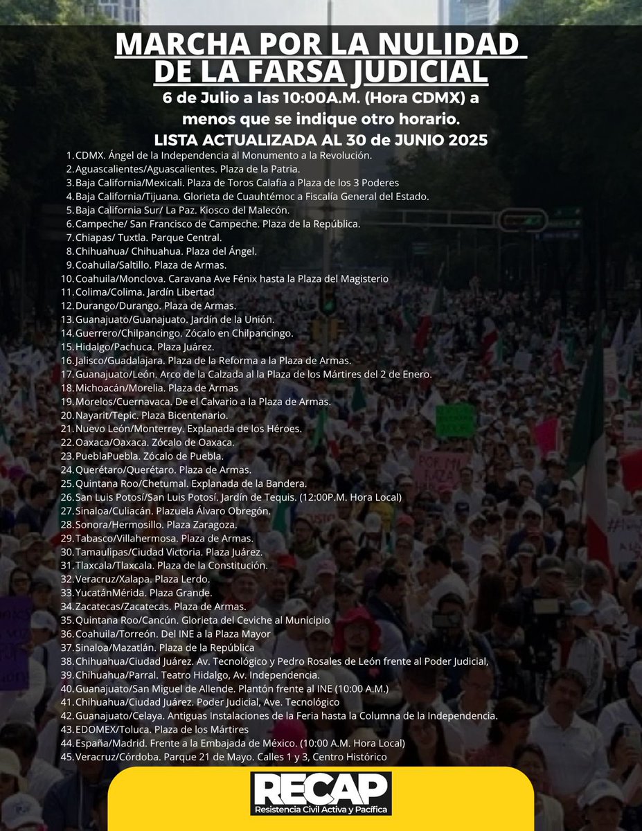 Jolisourire21's tweet image. Taddei debe renunciar a la @Presidencia_INE y el @TEPJF_informa debe aprobar la #AnulaciónTotalDeLaElección. 

Ambas exigencias van a resonar en la #MarchadelaNulidad de este domingo #6deJulio en distintas ciudades de México.
@VaPorTodosMx 
@SocCivilMx