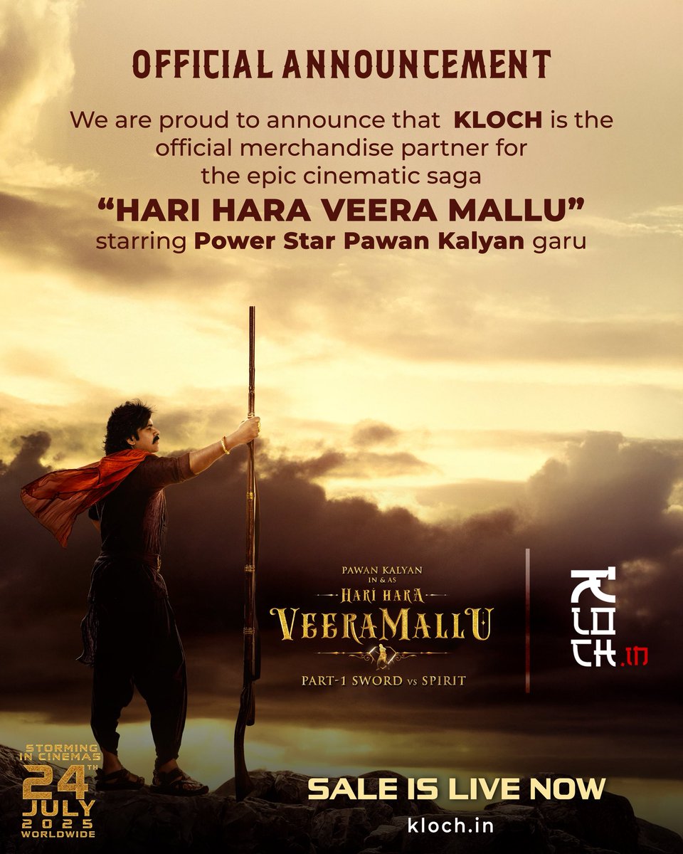 kloch.in (@klochindia) on Twitter photo A Dream we once screamed in theatres…💥
<a href="/klochIndia/">kloch.in 🦅🔥</a> is now the merchandise partner for the Power Star <a href="/PawanKalyan/">Pawan Kalyan</a>’s epic #HariHaraVeeraMallu ❤️🔥🔥
SALE IS LIVE →kloch.in/hhvm-official ✨
#HHVM #Merchandise #HHVMOnJuly24th A Dream we once screamed in theatres…💥
<a href="/klochIndia/">kloch.in 🦅🔥</a> is now the merchandise partner for the Power Star <a href="/PawanKalyan/">Pawan Kalyan</a>’s epic #HariHaraVeeraMallu ❤️🔥🔥
SALE IS LIVE →kloch.in/hhvm-official ✨
#HHVM #Merchandise #HHVMOnJuly24th