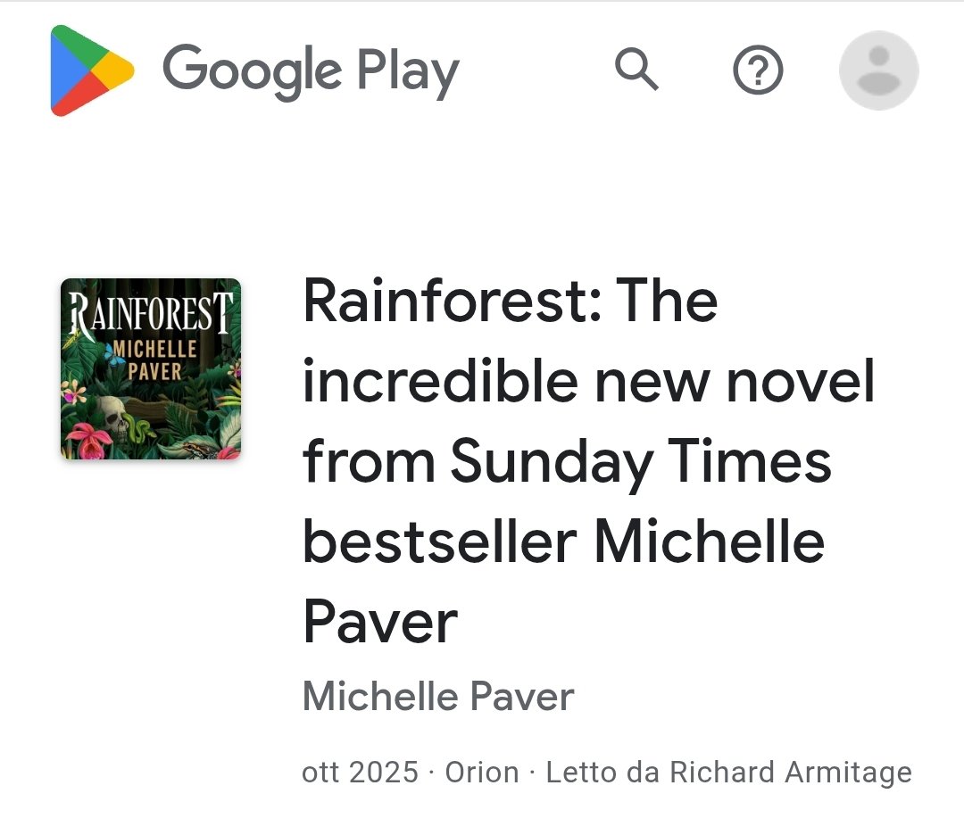 Just seen by <a href="/RitaMaltese3/">Rita Maltese 🇪🇺🦊</a> on Google Play: #Rainforest by #MichellePaver, narrated by #RichardArmitage, out next October 9th, 2025 (please verify if available in your country's store.