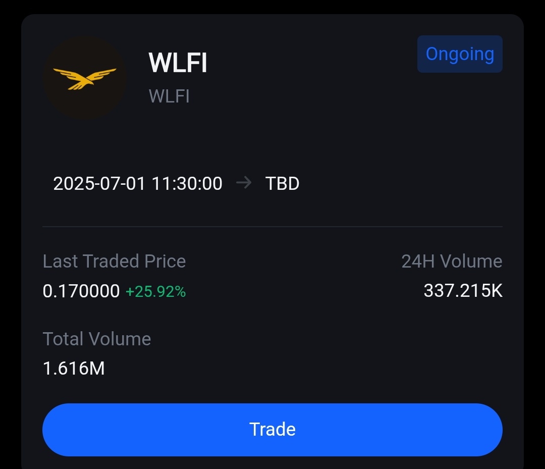 🚨 WLFI Pre-Market Update 🚨 #WLFI price is $0.17 right now on MEXC pre- market. It has a total supply of 100 Billion tokens. This means its FDV  (Full Value) is $17 Billion.