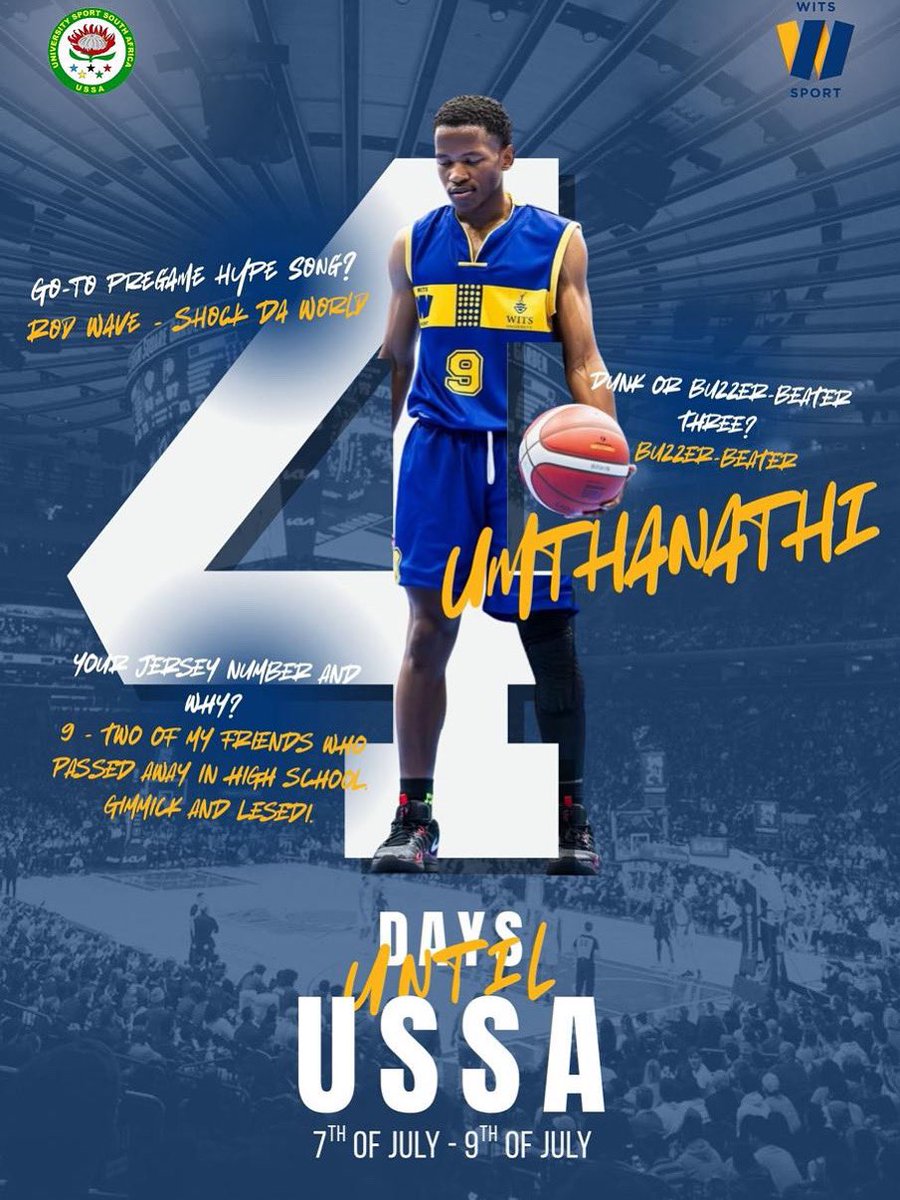 4 days out.💙💛
The squad is set. The stage is near.
USSA 3x3 is around the corner, and Wits Basketball is ready to make it count.

OMSH, see you soon 🏀