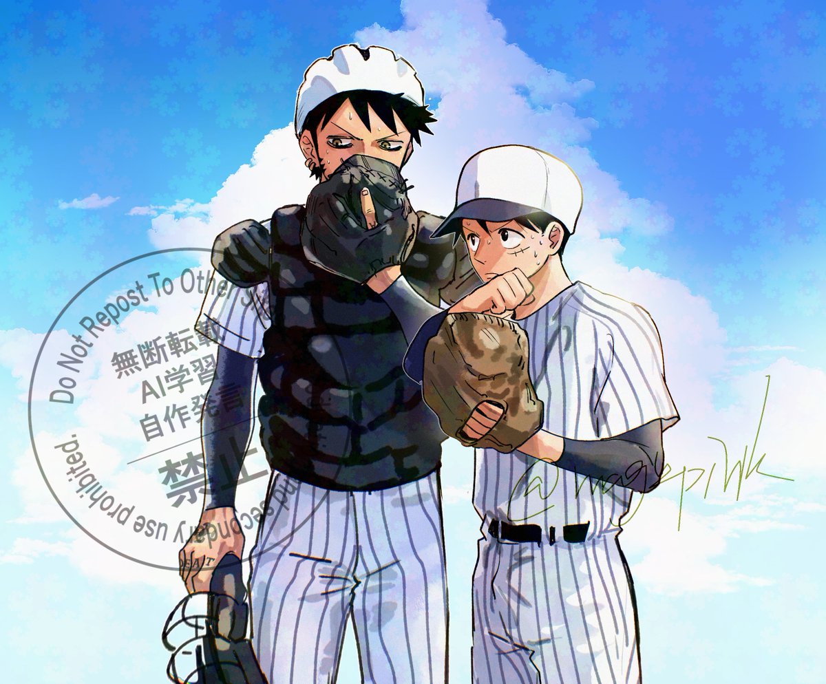 🐯がキャッチャー👒がピッチャーって聞いて、最高ってなって描きました⚾

【ゲスト：バッテリィズ】ワンピ大好きM1準優勝コンビとワンピトーク！【仲間がいるよTube!!!!】 youtu.be/XuZWXy12mBc?si… <a href="/YouTube/">YouTube</a>より
